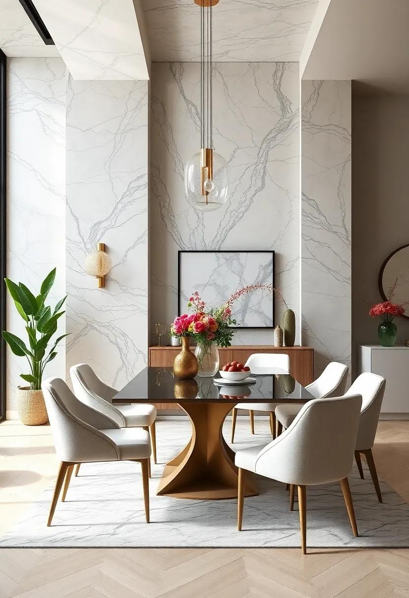 Install Marble Accent Walls to create a stunning‍ backdrop for your dining space