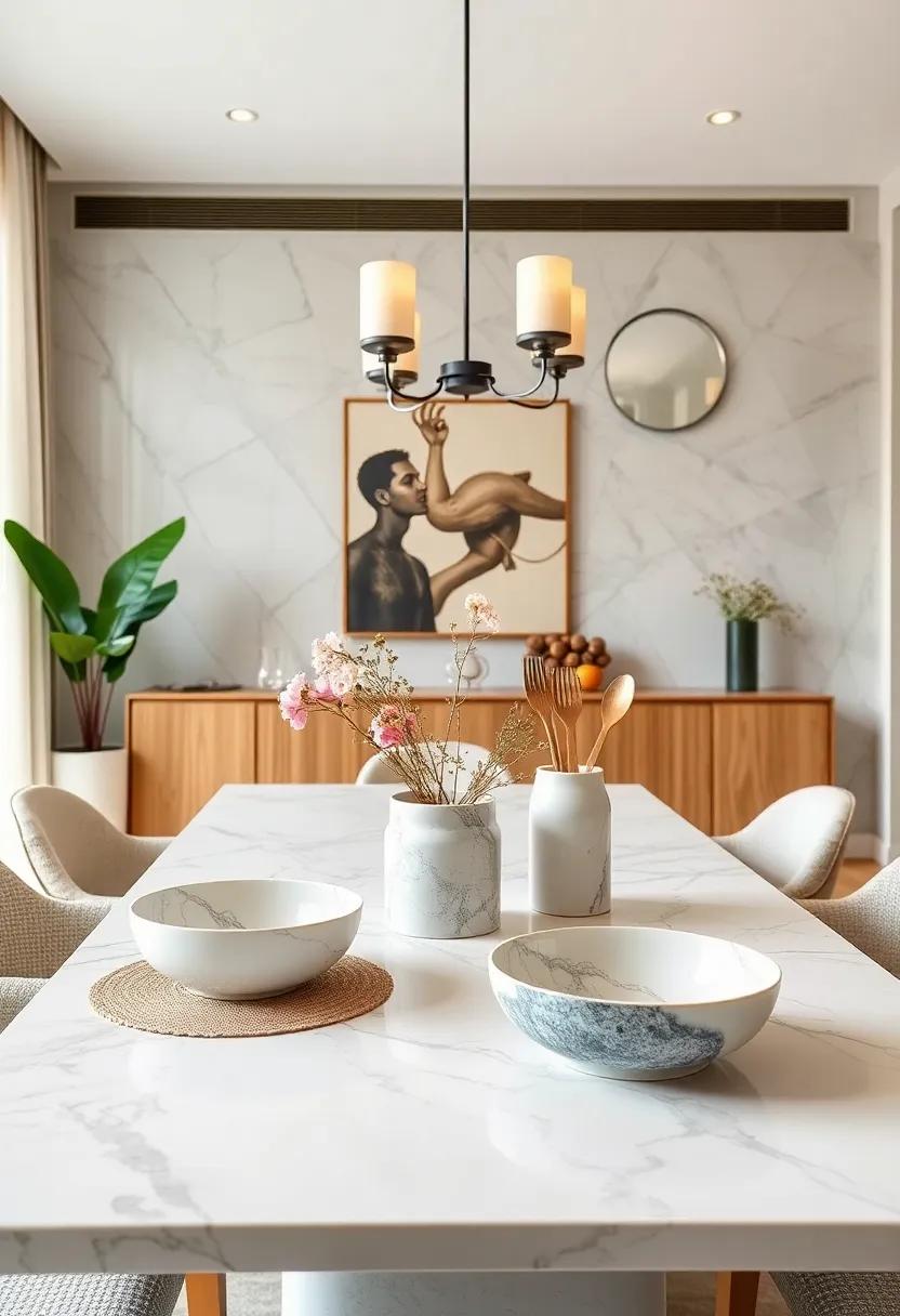 Use Marble ‌Utensil Holders ⁣and Bowls on your ⁣dining table for stylish⁤ organization