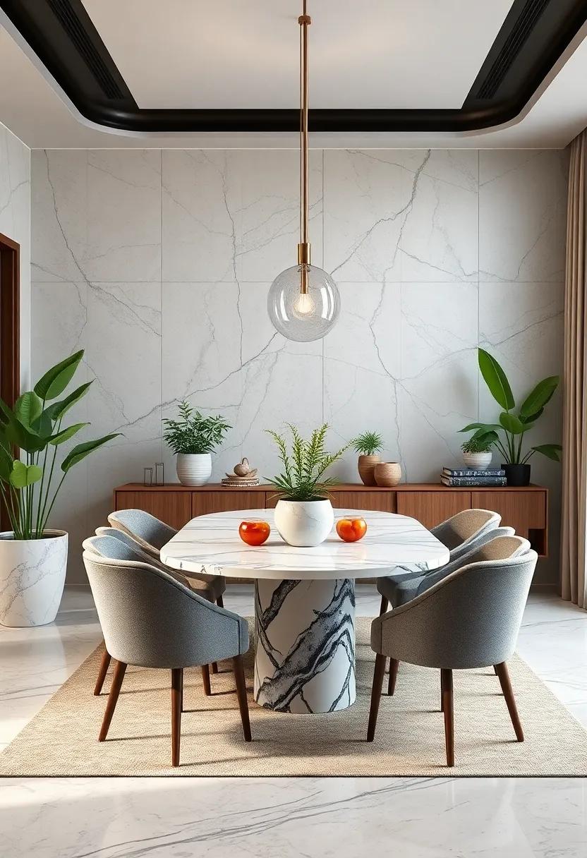 Incorporate Marble Plant pots to ⁣merge nature with elegance in your dining room