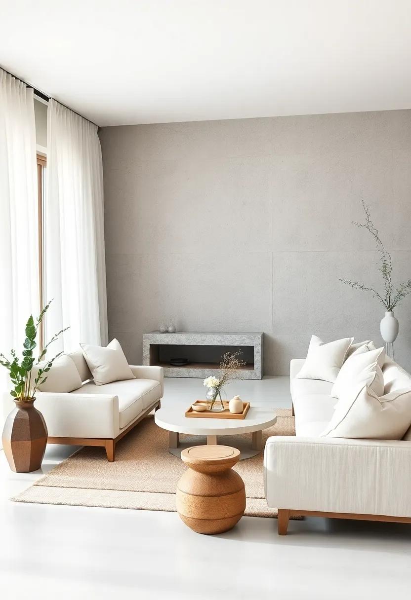 Minimal Linen Textiles: Choose lightweight linen for curtains and cushions in soft whites and creams to achieve an organic and relaxed ambiance