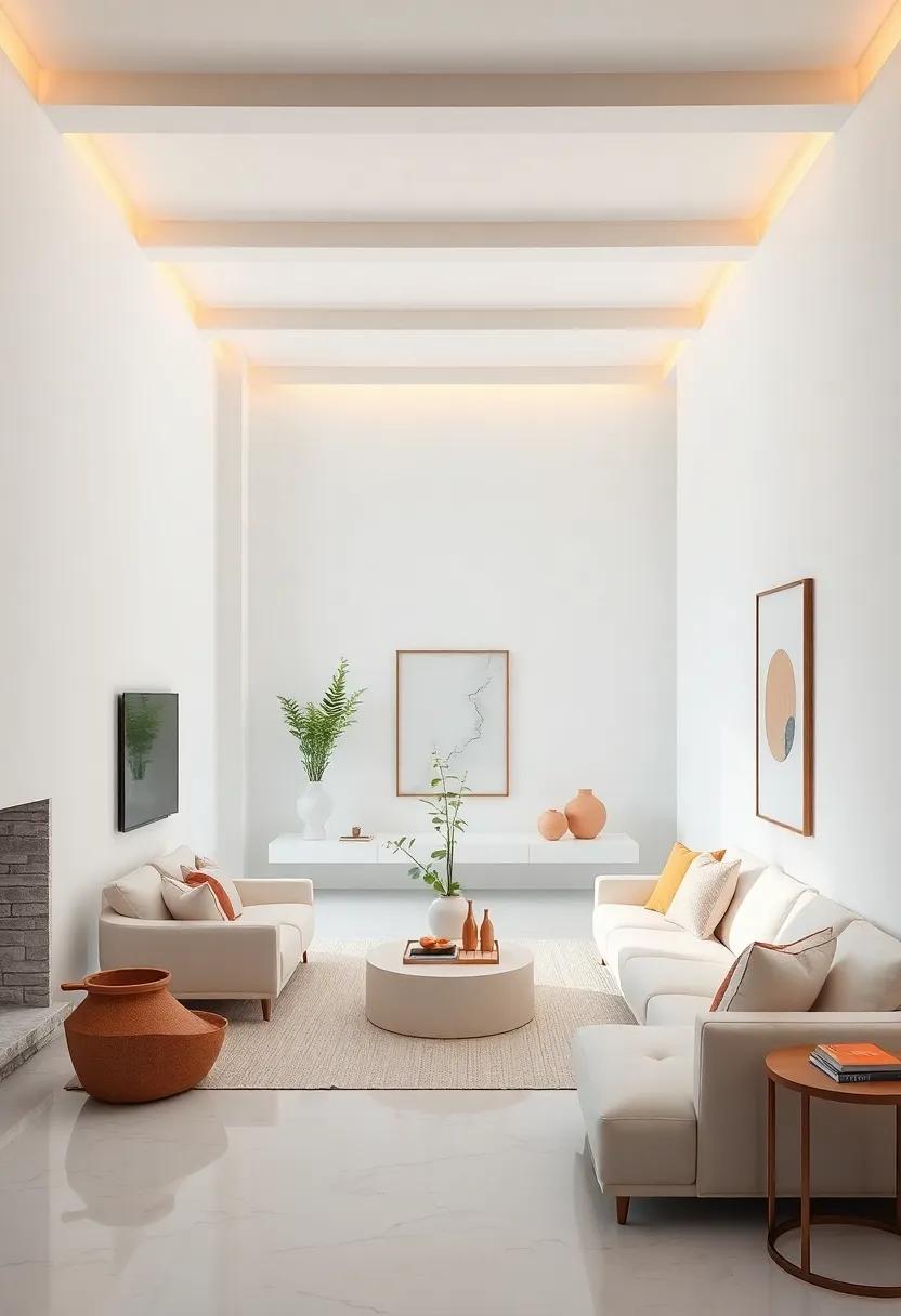 White Enclosed Spaces: Design small enclosed rooms or alcoves with all-white elements, ensuring a peaceful retreat within the open minimalist layout of the home