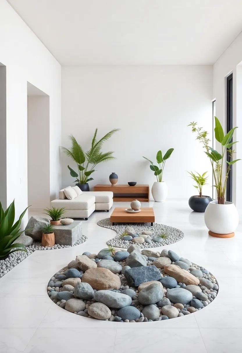Zen Gardens: Incorporate a small indoor zen garden with smooth stones and minimalist plant life to bring tranquility and a touch of nature indoors