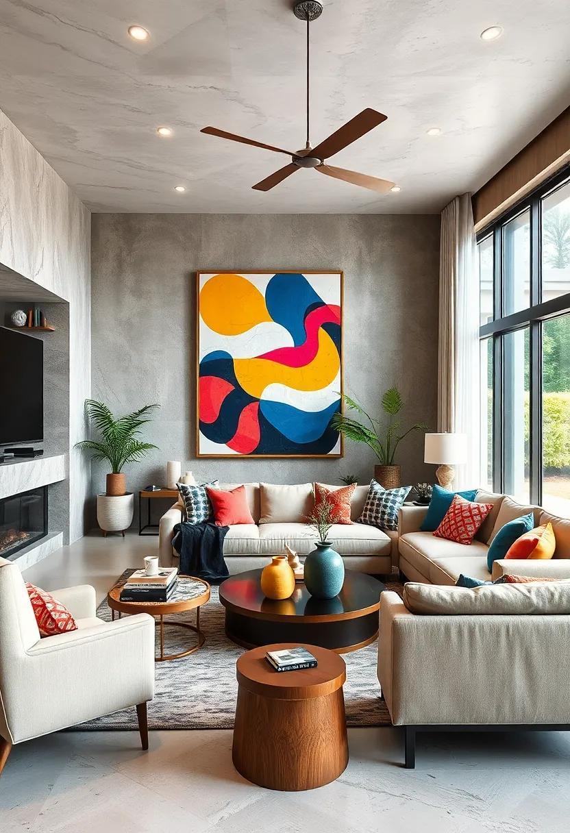 27 Dazzling Ideas to Elevate Your Eclectic Living Room with Bold Graphic Art