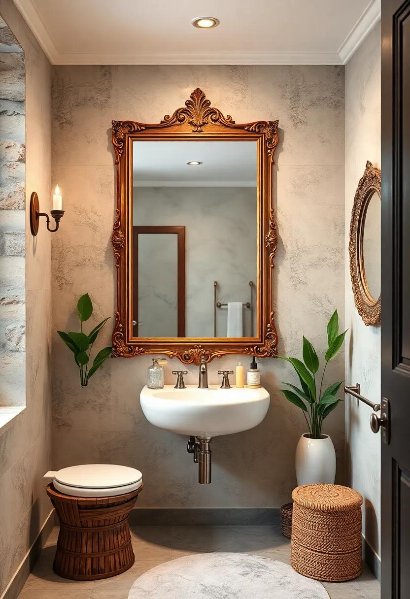 Antique Framed Mirrors: Elevate your bathroom with intricately framed mirrors that reflect the elegance of bygone eras