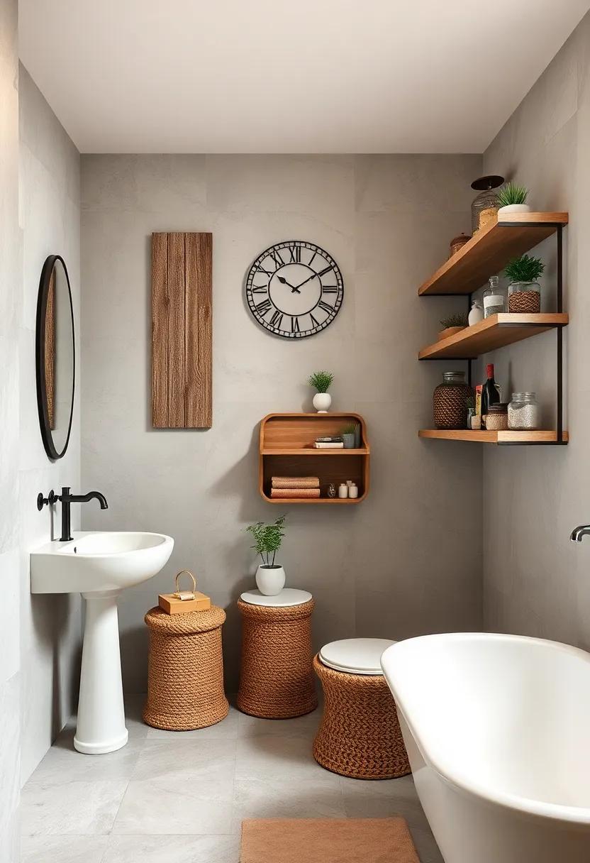 distressed Wooden Shelves: Create a rustic vibe with weathered wooden shelves loaded with decorative jars and vintage trinkets