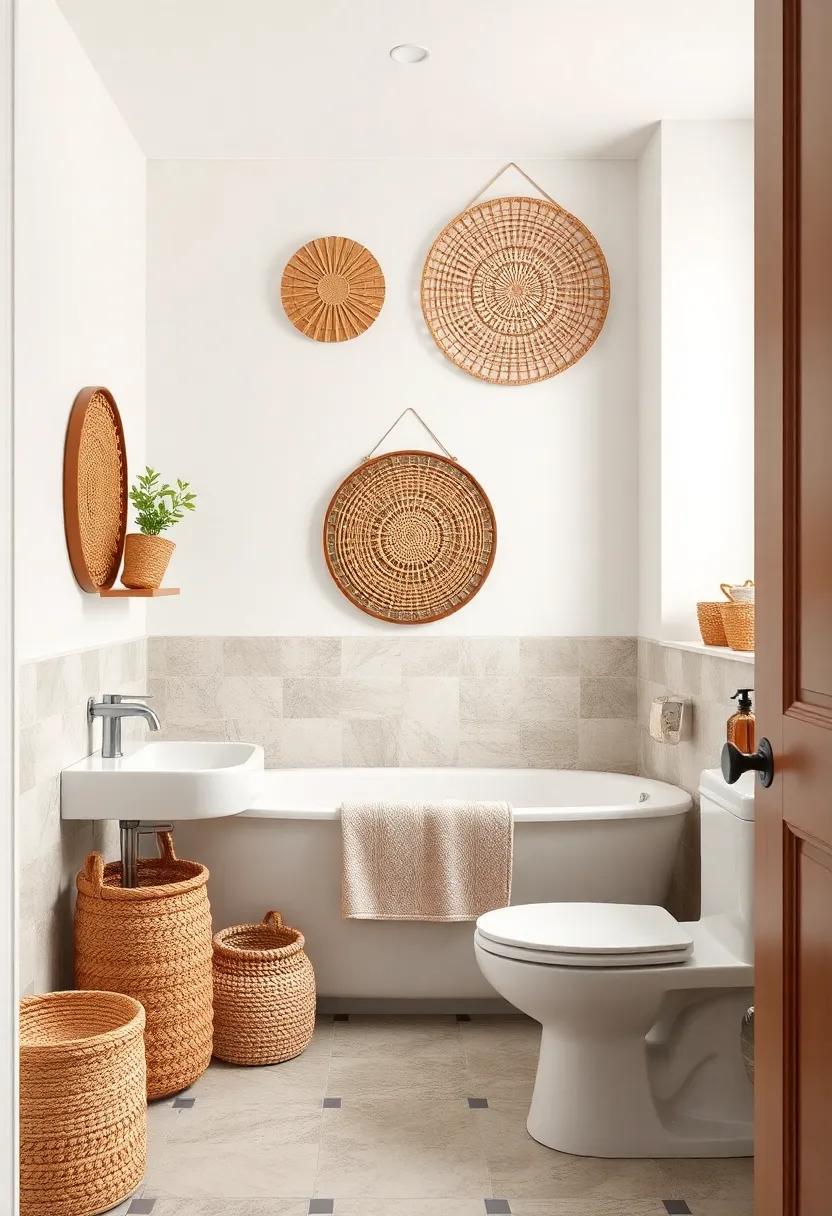 Woven Baskets: Incorporate handmade wicker or straw baskets for a vintage-inspired way to organize towels and toiletries