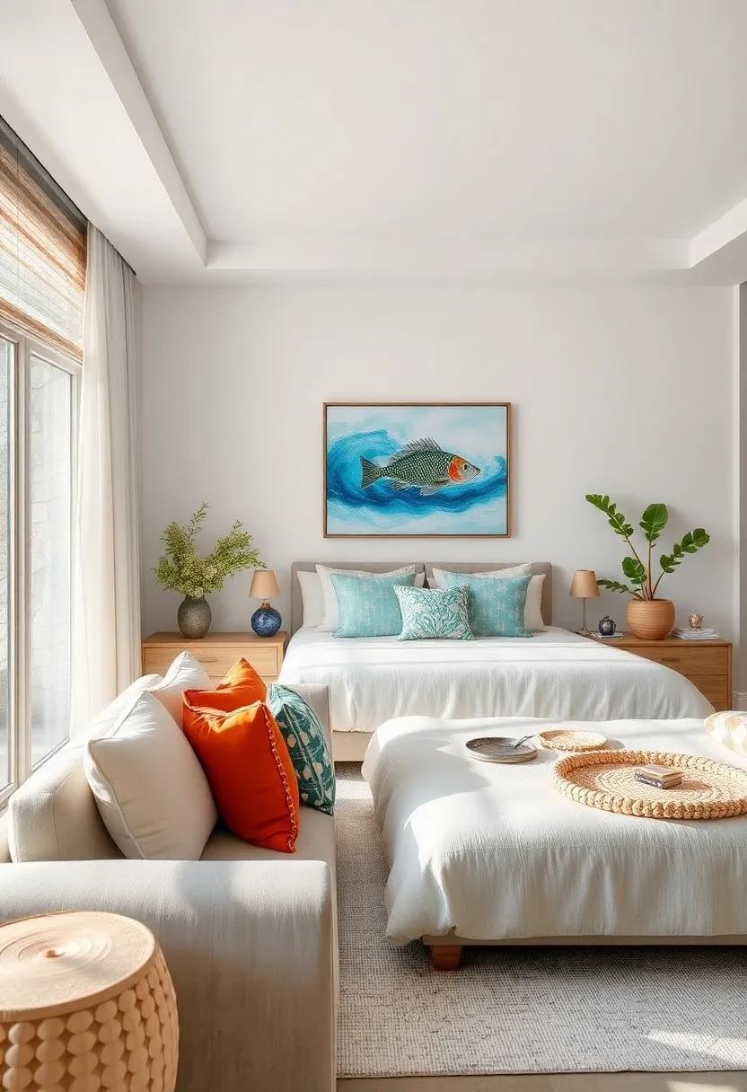 Marine Life Accents: Choose⁢ throw​ pillows or ⁤wall art that celebrates⁢ marine ⁤life, enhancing⁢ the ambience with a touch of underwater wonder