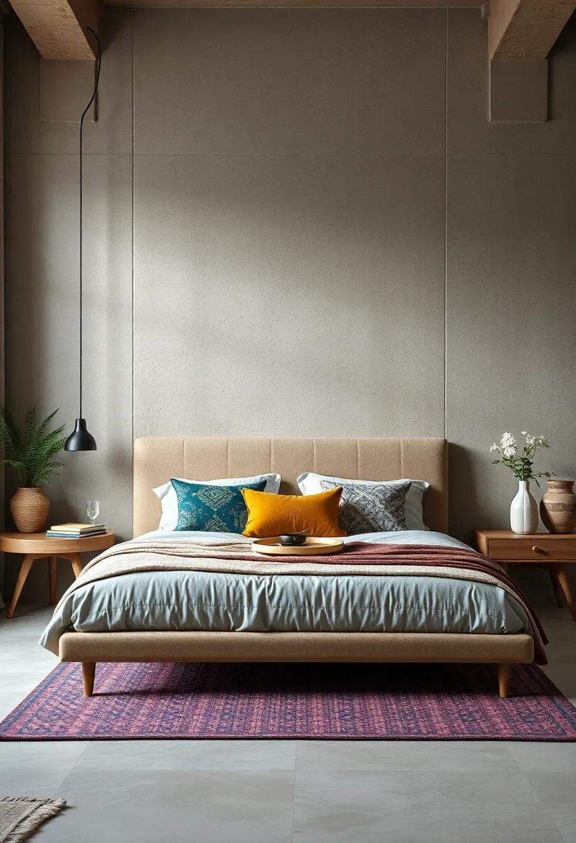 Bohemian Bliss: Layered textures and eclectic patterns create a whimsical bed frame that embodies boho-chic vibes