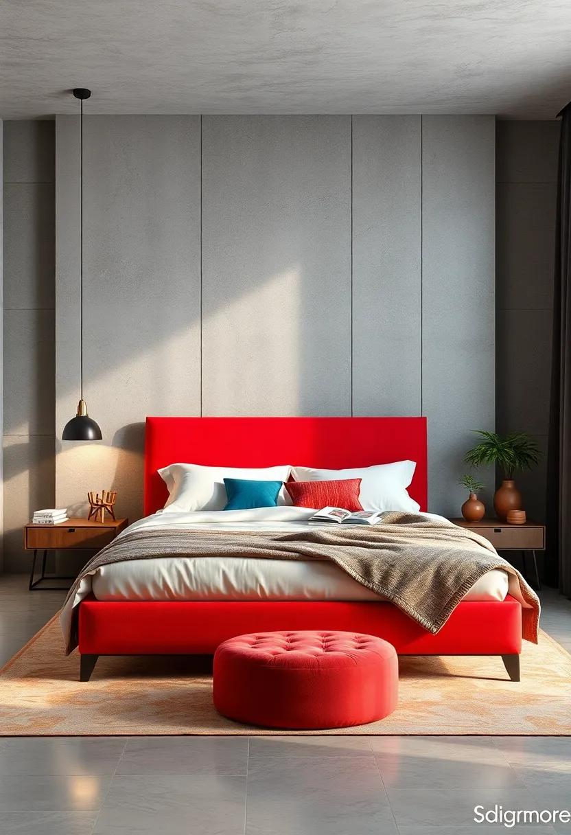 Bold Colors: Make a statement with a vibrant bed frame that pops against neutral walls, adding personality to your room