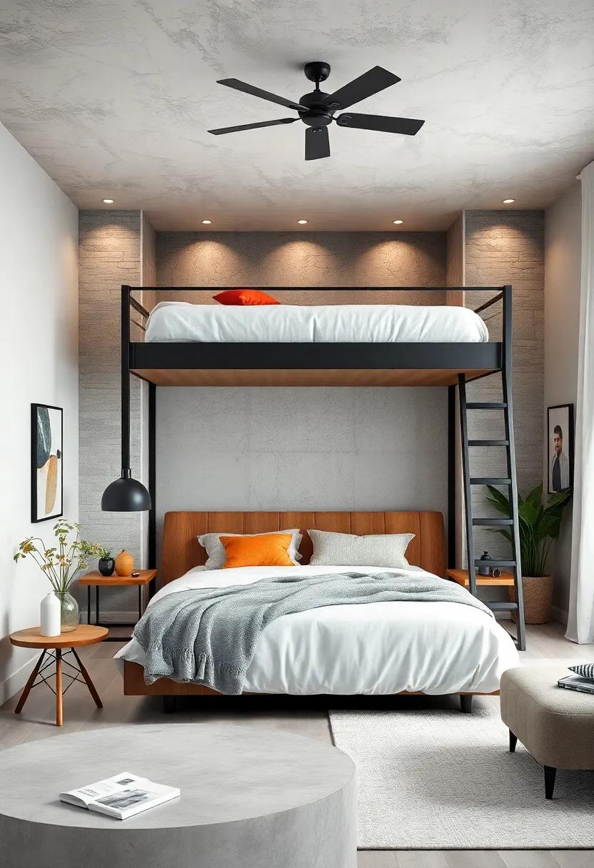 Elevated Experience: A lofted bed frame that makes use of vertical space, providing a cozy nook beneath for work or relaxation