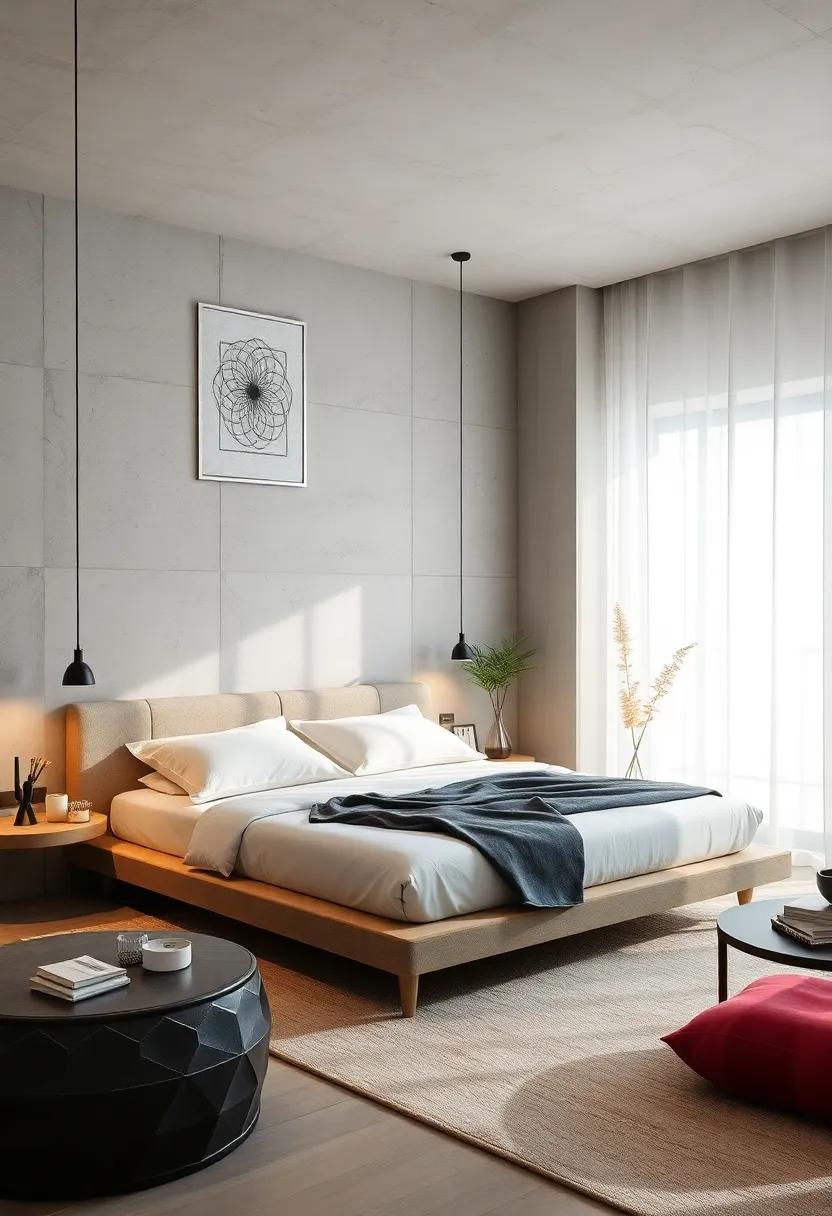 Minimalist Marvel: Embrace simplicity with a sleek platform bed that elevates your sleep space without overwhelming it