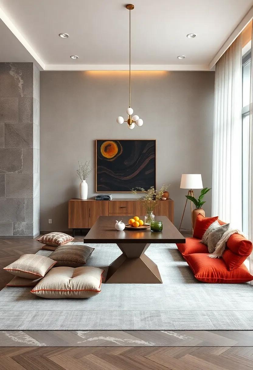 Low Profile:⁢ Use a low dining table paired with floor ​cushions ​for an⁣ informal yet​ trendy approach, perfect for casual​ dining​ or relaxed gatherings