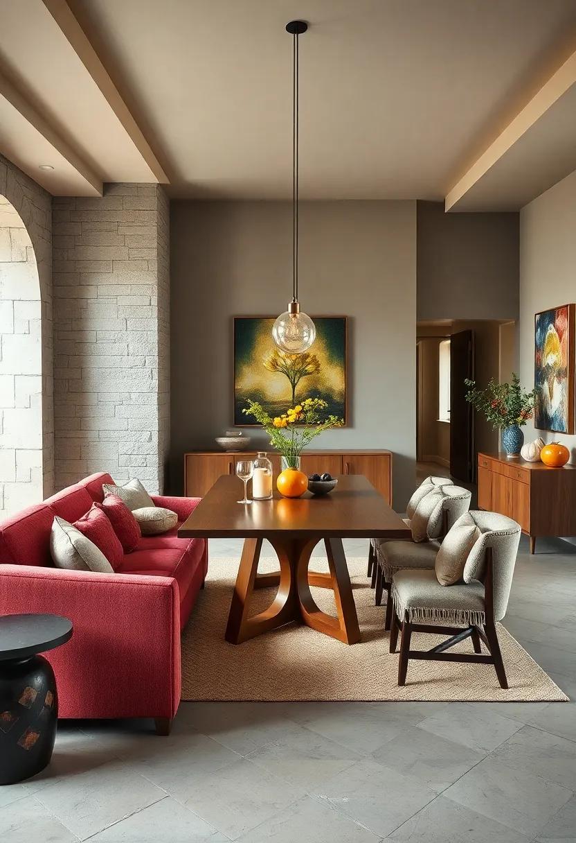 The Offset Approach: Place ⁣your dining table off-center​ in the ‌room, complemented⁤ by asymmetrical‌ seating to bring a ‌modern twist ⁣and visual interest