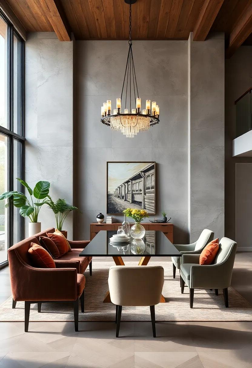 Statement⁣ Chandelier: Center a bold ⁢chandelier ⁤above your dining ⁣table to draw⁢ the eye upward, enhancing⁢ the ‍ambiance of your⁤ dining experience