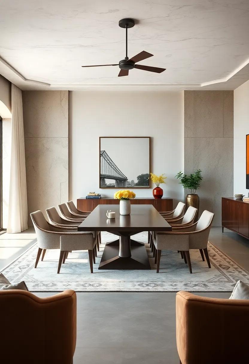 Traditional Elegance: Position a rectangular table ⁣lengthwise in the center of ⁣the room⁤ with formal chairs for a⁣ classic dining setup ​that whispers sophistication