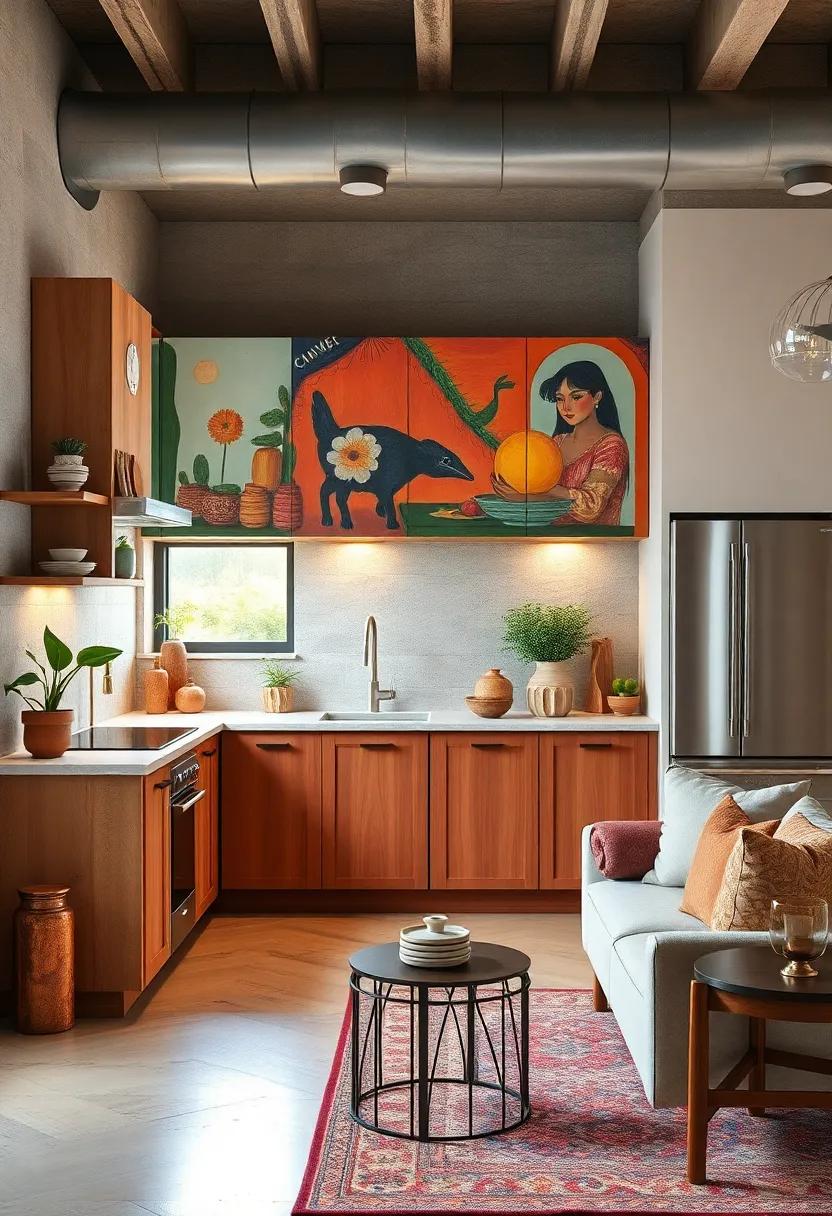 Artsy Accents: Add a splash of personality with hand-painted cabinets or those adorned with vibrant murals that become the focal point of the kitchen