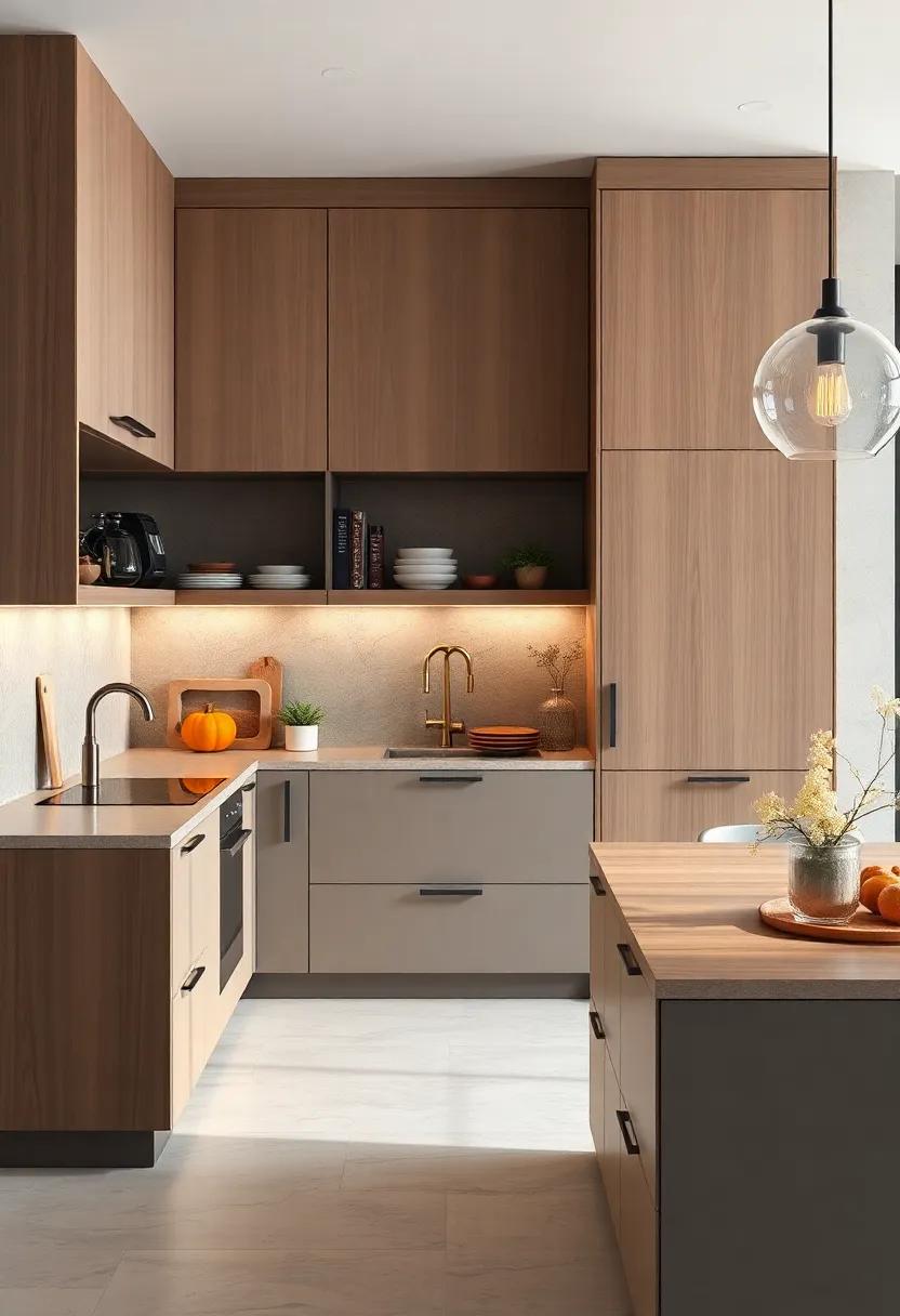 Minimalist Magic: Choose sleek, handle-less cabinets in muted tones, emphasizing clean lines and simplicity for a clean, modern aesthetic