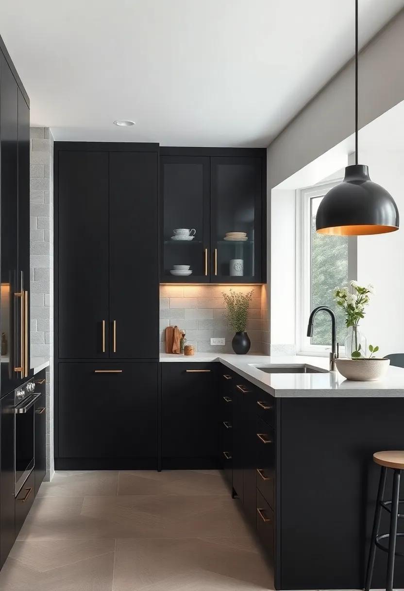 Monochrome Elegance: Create a sleek,sophisticated kitchen by opting for all-black or all-white cabinetry,complemented with metallic accents