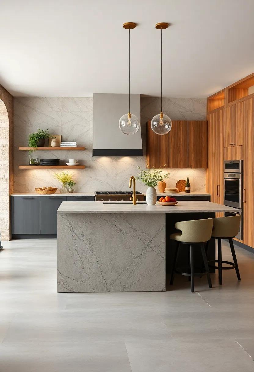 Statement Island: Use contrasting cabinetry on your kitchen island to make it the centerpiece of the room, defining the space and style