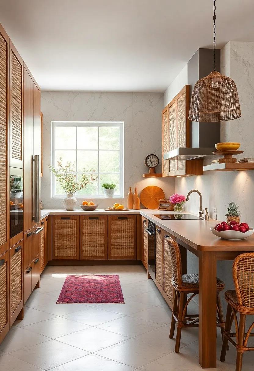 Textured Surfaces: Select cabinets with textured finishes, such as rattan or woven designs, for added depth and a tactile element