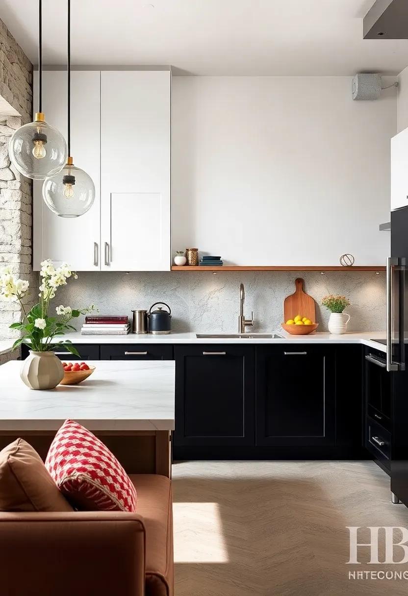 Two-Tone Trend: combine two contrasting colors for upper and lower cabinets—think sleek black bottoms with crisp white tops for a modern twist