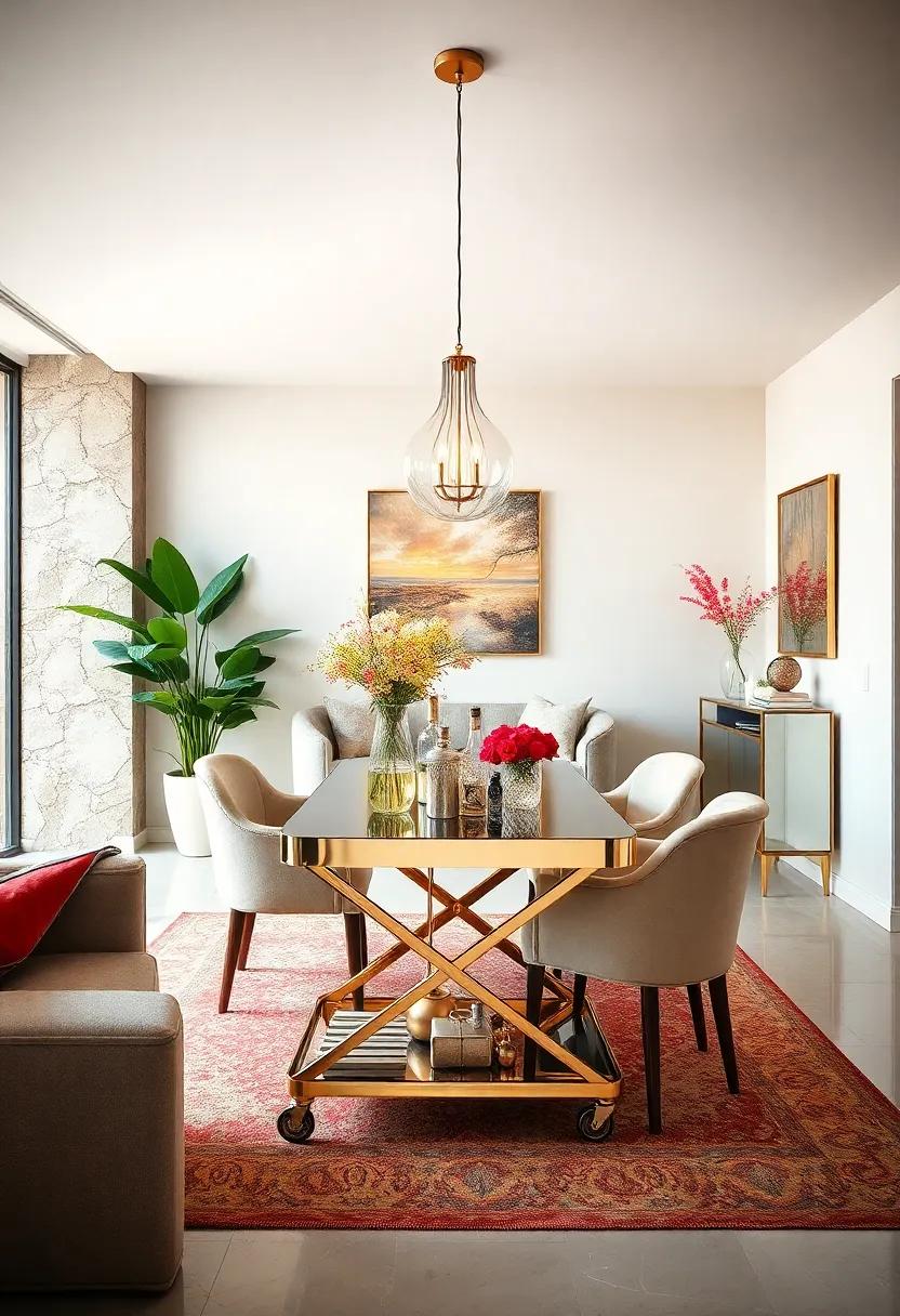 Add Mirrored Chair accents: Look for dining chairs with mirrored accents or frames to add a stylish contrast to your wood or upholstered pieces