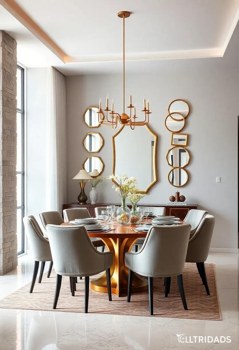Hang Mirrored Accents: Consider hanging smaller mirrors or decorative mirrored objects at varying heights to create an artistic gallery effect on your walls