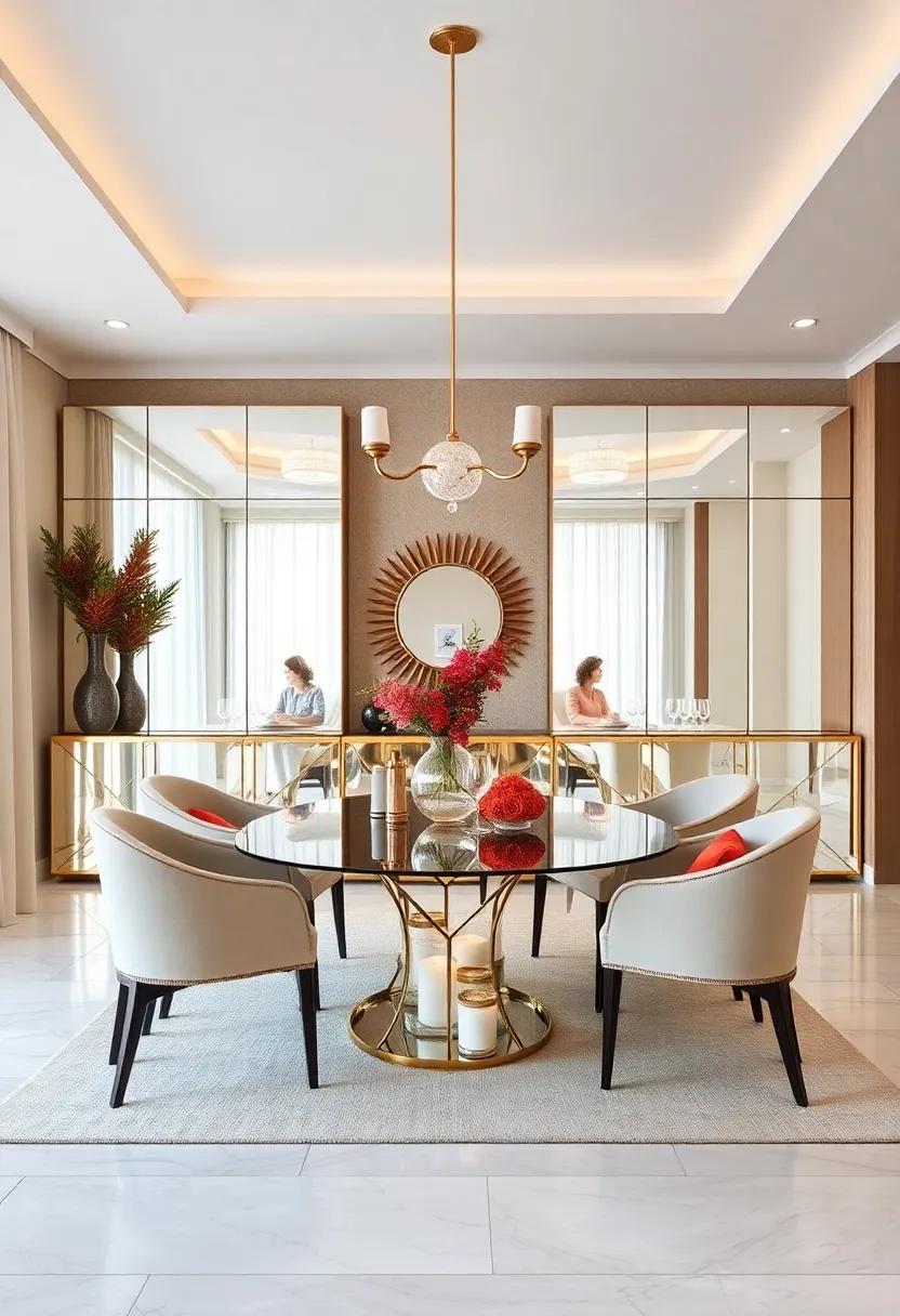 Install Mirrored Cabinetry: Opt for mirrored cabinets or sideboards that not only look chic but also provide hidden storage without sacrificing style