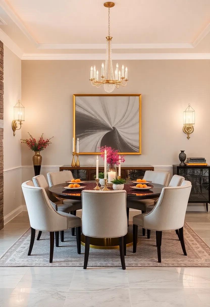 Utilize Mirrored Wall Sconces: Enhance your dining ambiance with mirrored wall sconces that beautifully reflect candlelight and create a warm, inviting environment