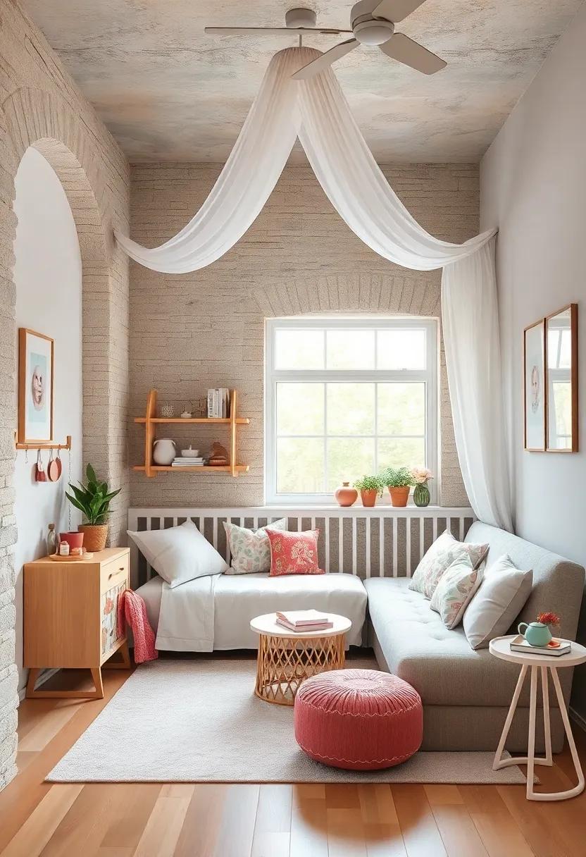 Create a Canopy: Hang sheer fabric from the ceiling to create a cozy canopy effect, turning the nook into a snug reading hideaway
