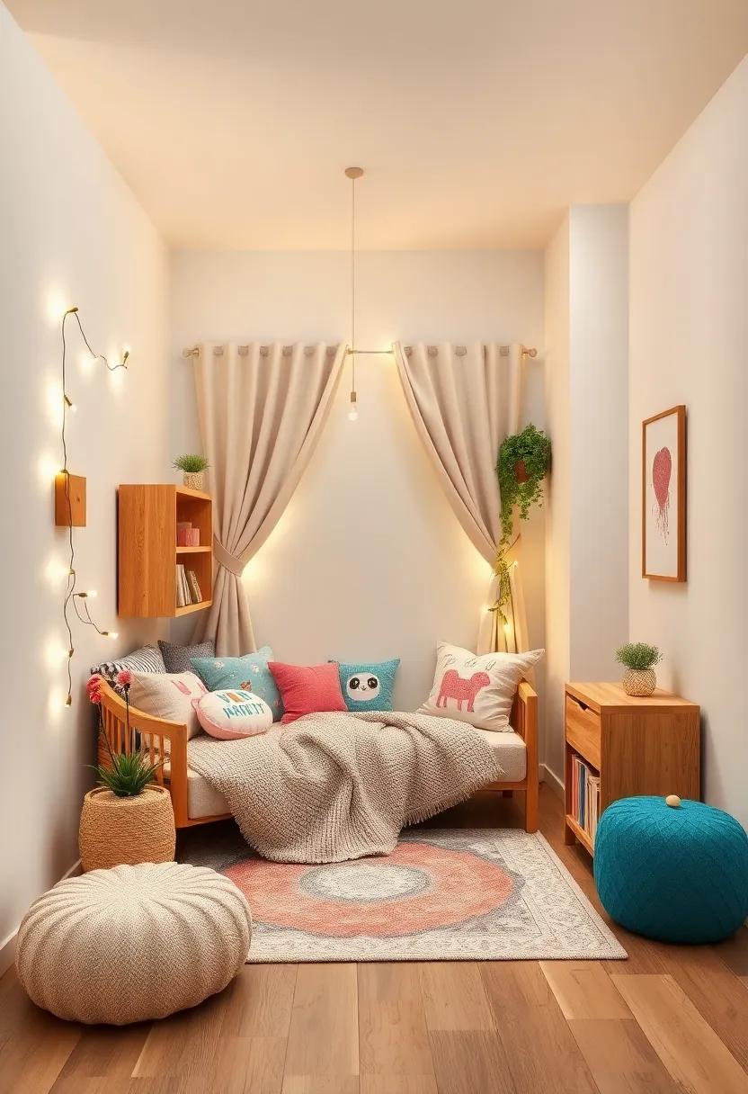 Use Fairy ​Lights: String soft fairy lights‍ around the nook to create a magical ambiance,perfect for evening bedtime stories
