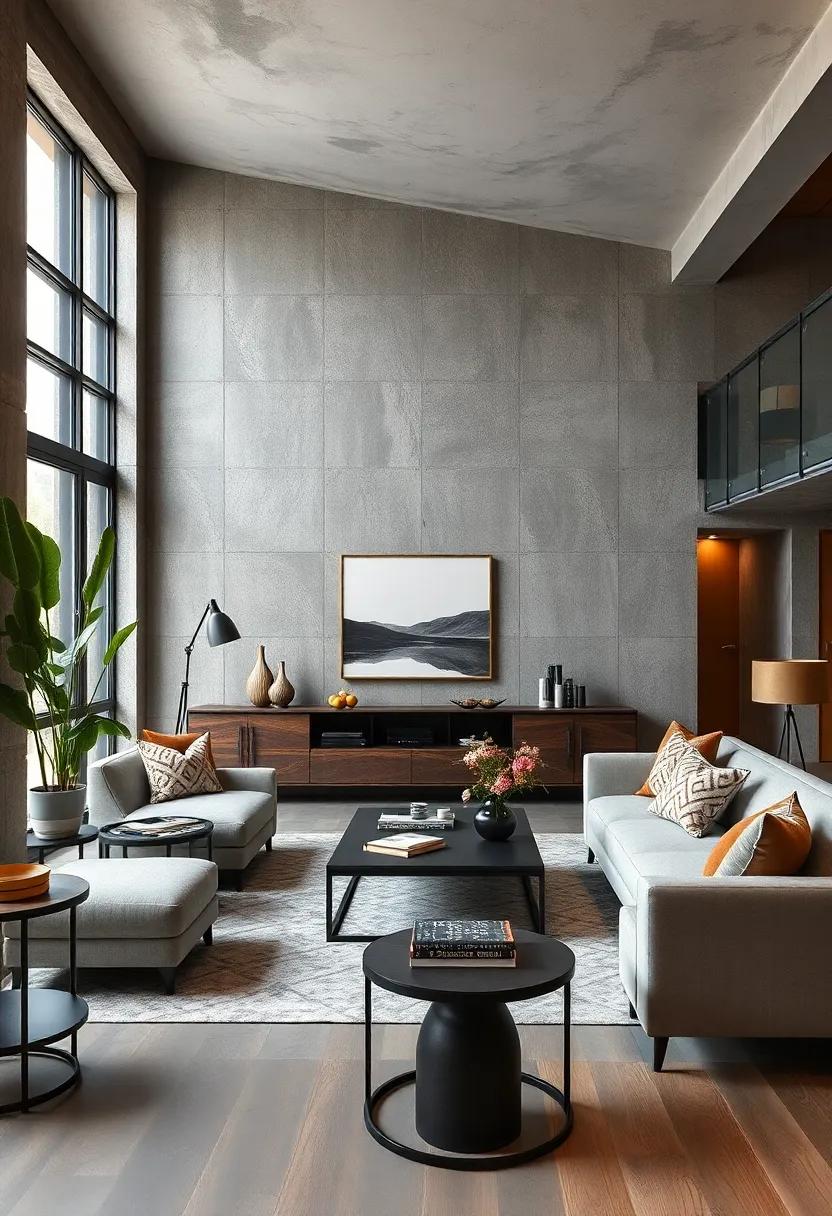 Choose a Neutral Color Palette: Opt for deep grays, browns, and blacks that reflect the urban aesthetic without overwhelming the space