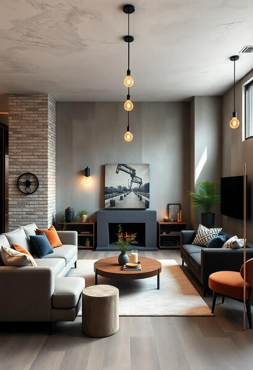 Play with Lighting: Install⁣ pendant lights or Edison bulbs that not only illuminate but also enhance the industrial ‌theme of your living room