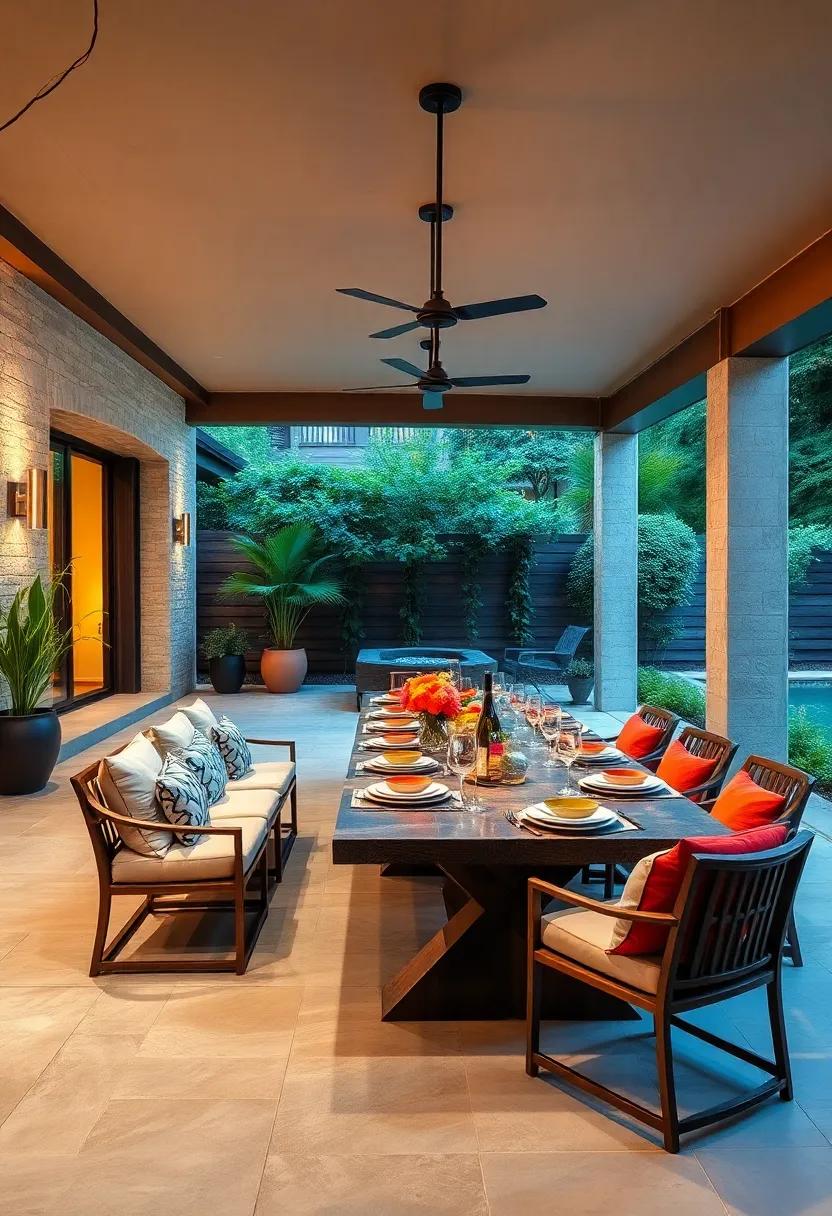 Outdoor⁣ Dining Oasis: Designate a ⁣space for al fresco dining with a long table,elegant lighting,and vibrant tableware ​that enhances your culinary experiences