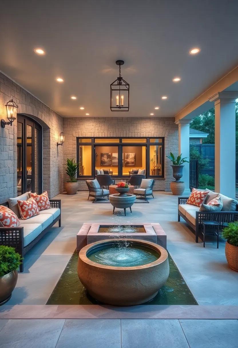 Water Features: Incorporate a small fountain or pond to add soothing water sounds,which can elevate your outdoor ambiance