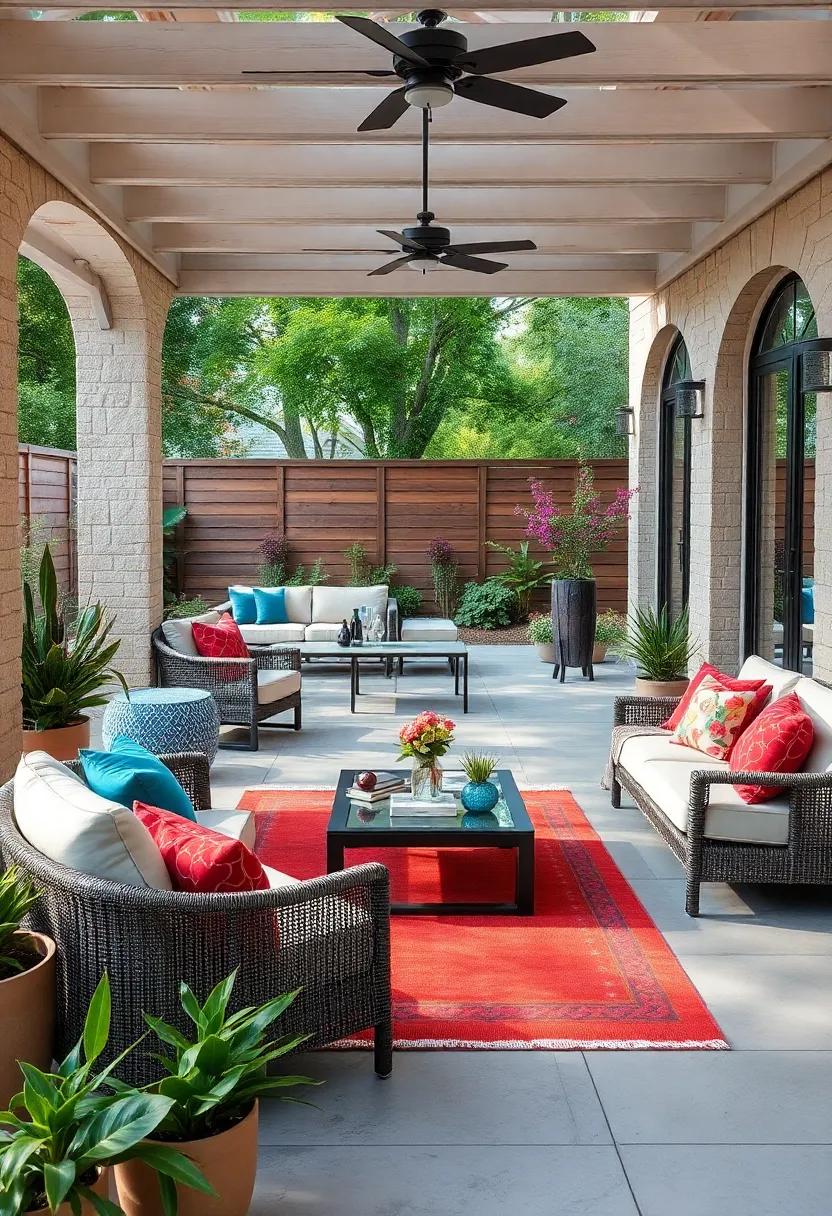 Vibrant textiles: Introduce colorful rugs, pillows, and throws to infuse ⁣personality and comfort into⁢ your outdoor space