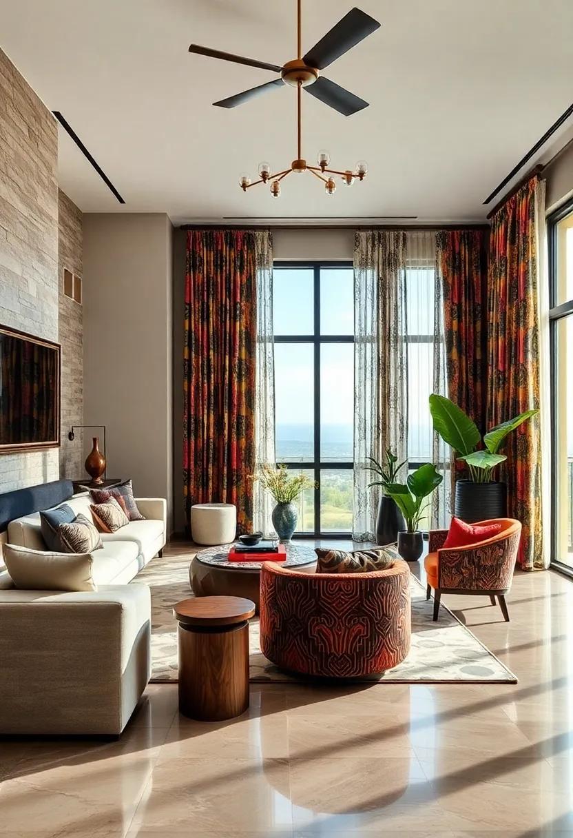 Create pattern⁣ play with curtains:⁢ Use patterned, flowing drapes to⁣ enhance your windows, framing the view with style