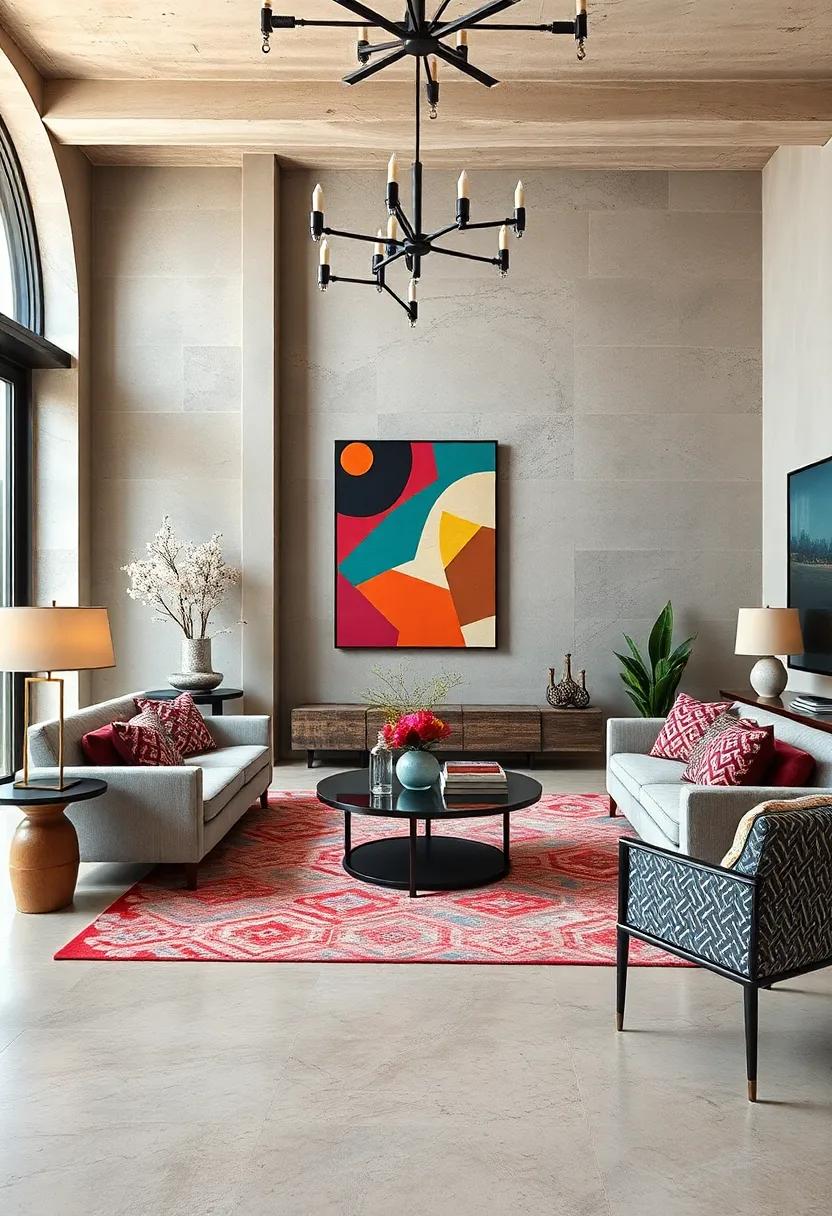 Play with geometric shapes: Introduce geometric patterns into your​ design ‍through rugs, wallpapers, ‌or artwork to create ⁣a modern ​yet eclectic vibe