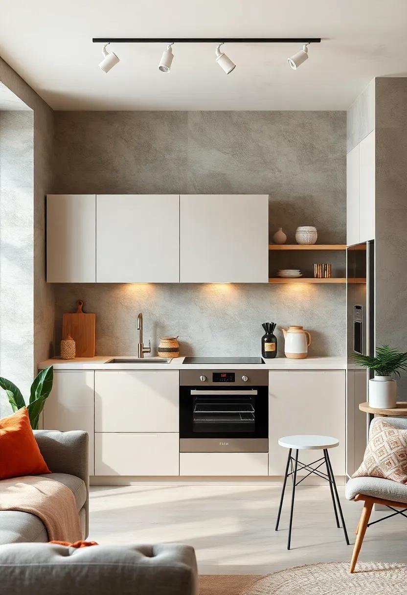 Space-saving designs take center stage in this compact kitchen,where every integrated appliance is strategically placed for maximum efficiency