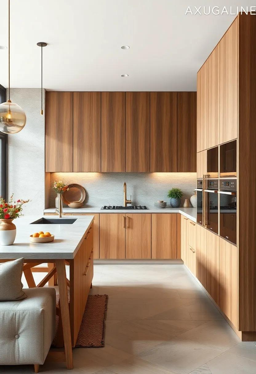 A warm wood finish paired with sleek stainless steel appliances defines this kitchen,showcasing how texture can elevate minimalist design