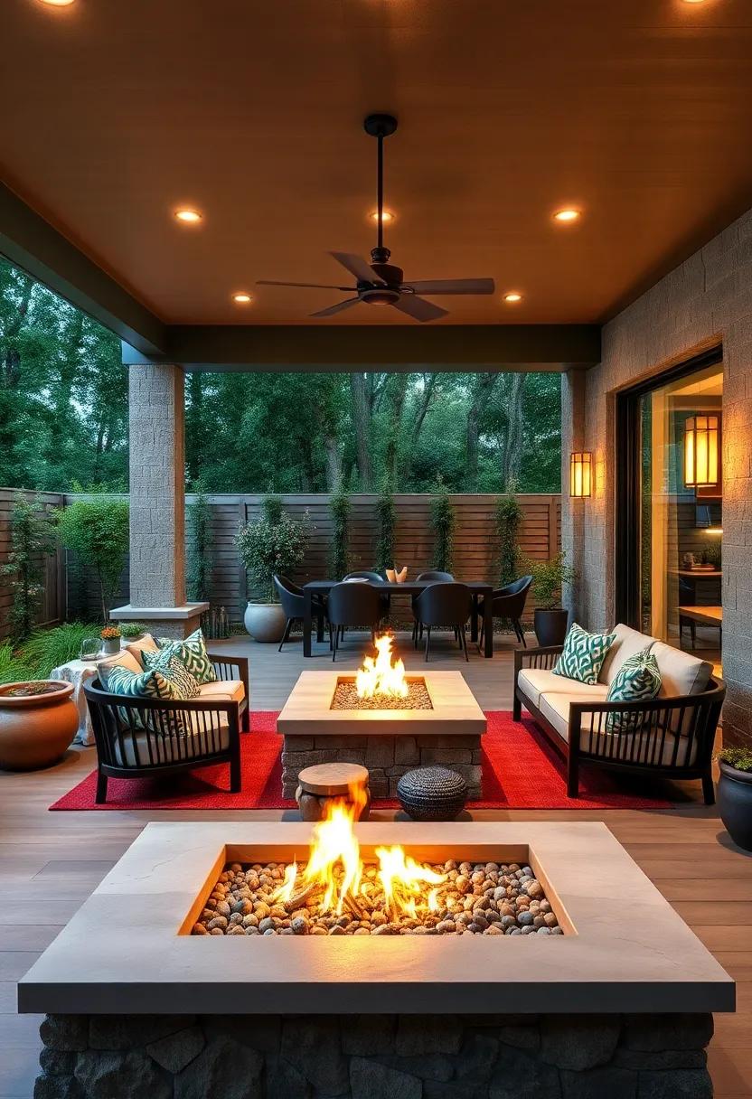 Build a raised deck around the fire pit area for an elevated dining experience that enhances your outdoor landscape
