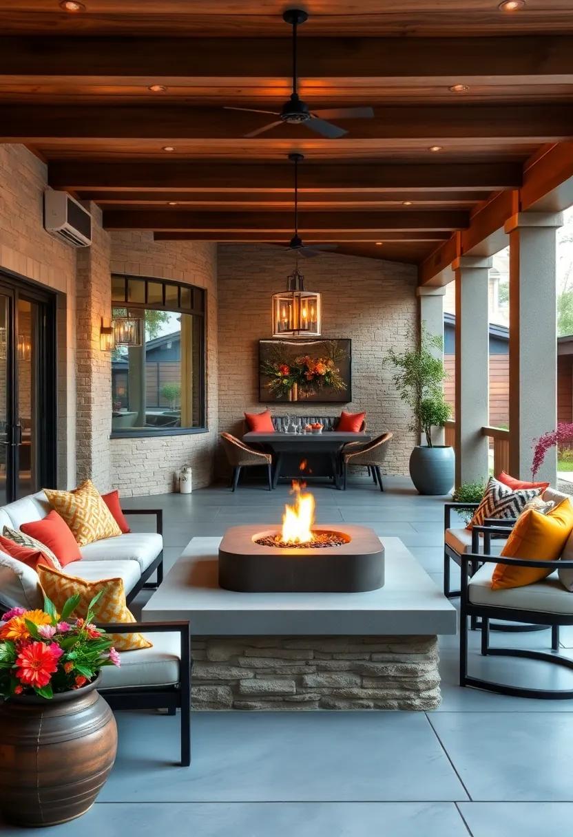 Curate a themed dining experience by incorporating seasonal decor, such as autumn leaves or summer florals, around your fire pit