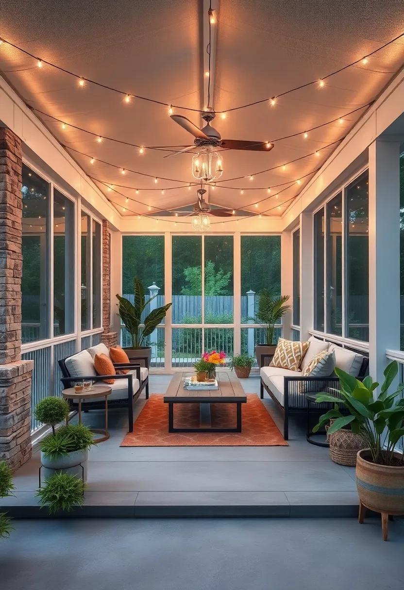 Consider using the lights in a zigzag pattern across the porch to showcase creativity and break away from traditional straight lines