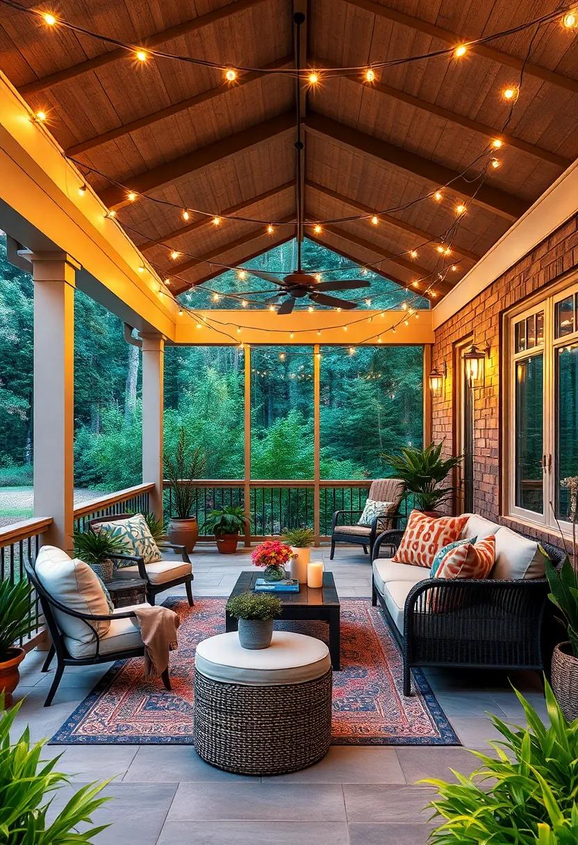 Create a warm ambiance by draping fairy lights across the ceiling to mimic a starry night sky