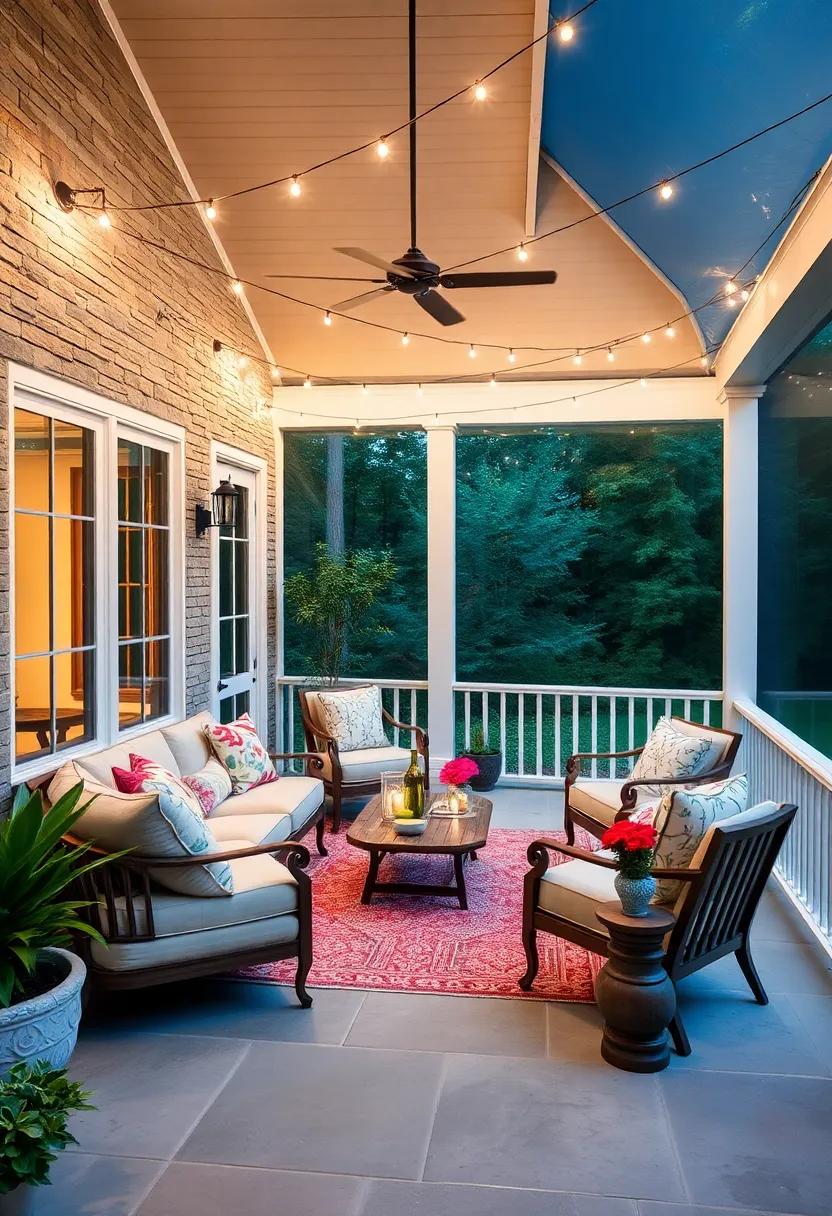 Experiment with length and spacing of lights to discover what best enhances your unique porch environment