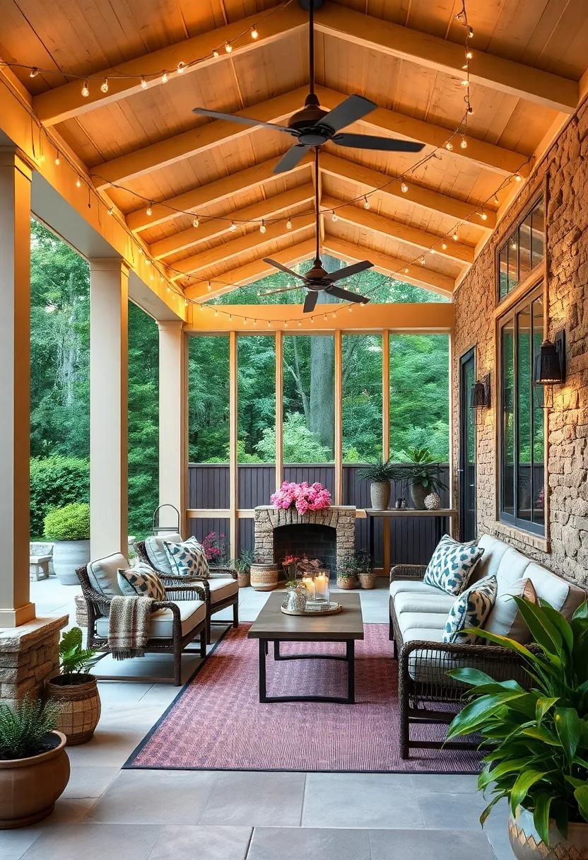 hang lights in cascading patterns from the beams for a whimsical and playful effect