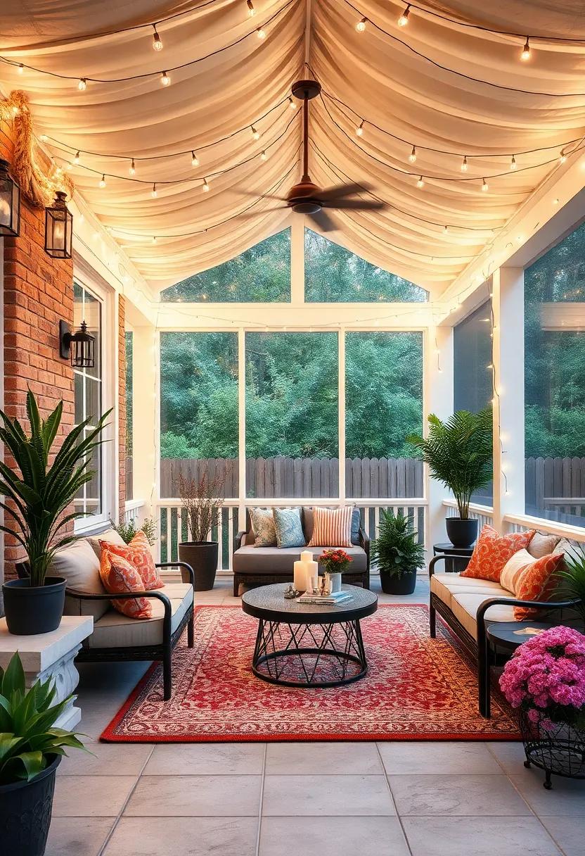 Hang lights vertically from the ceiling to create an enchanting curtain effect