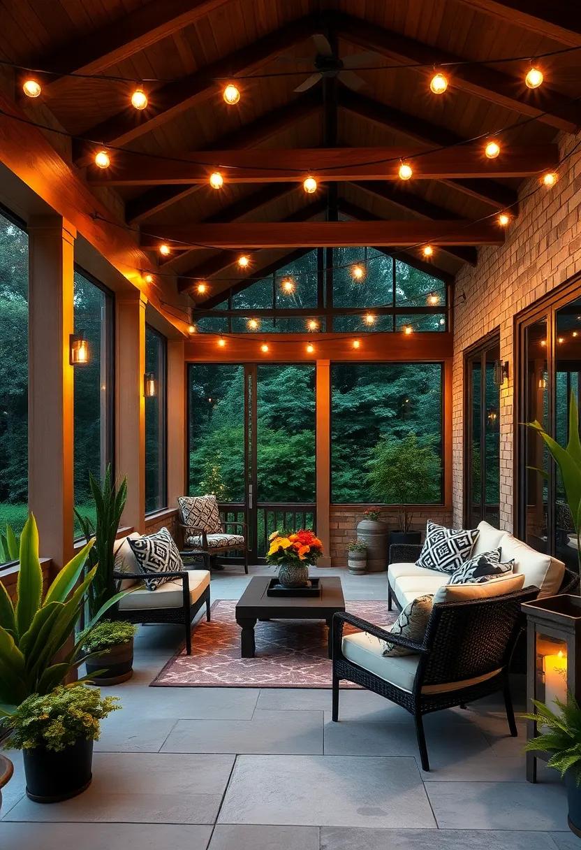 Incorporate solar-powered string lights to enjoy enchanting evenings without worrying about electricity