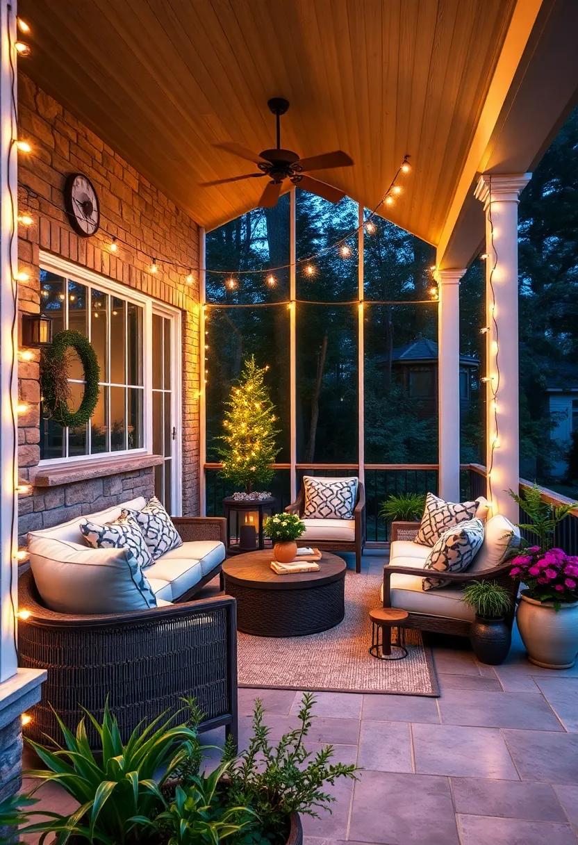 line the edges of your porch with lights for a stunning border that emphasizes architectural features