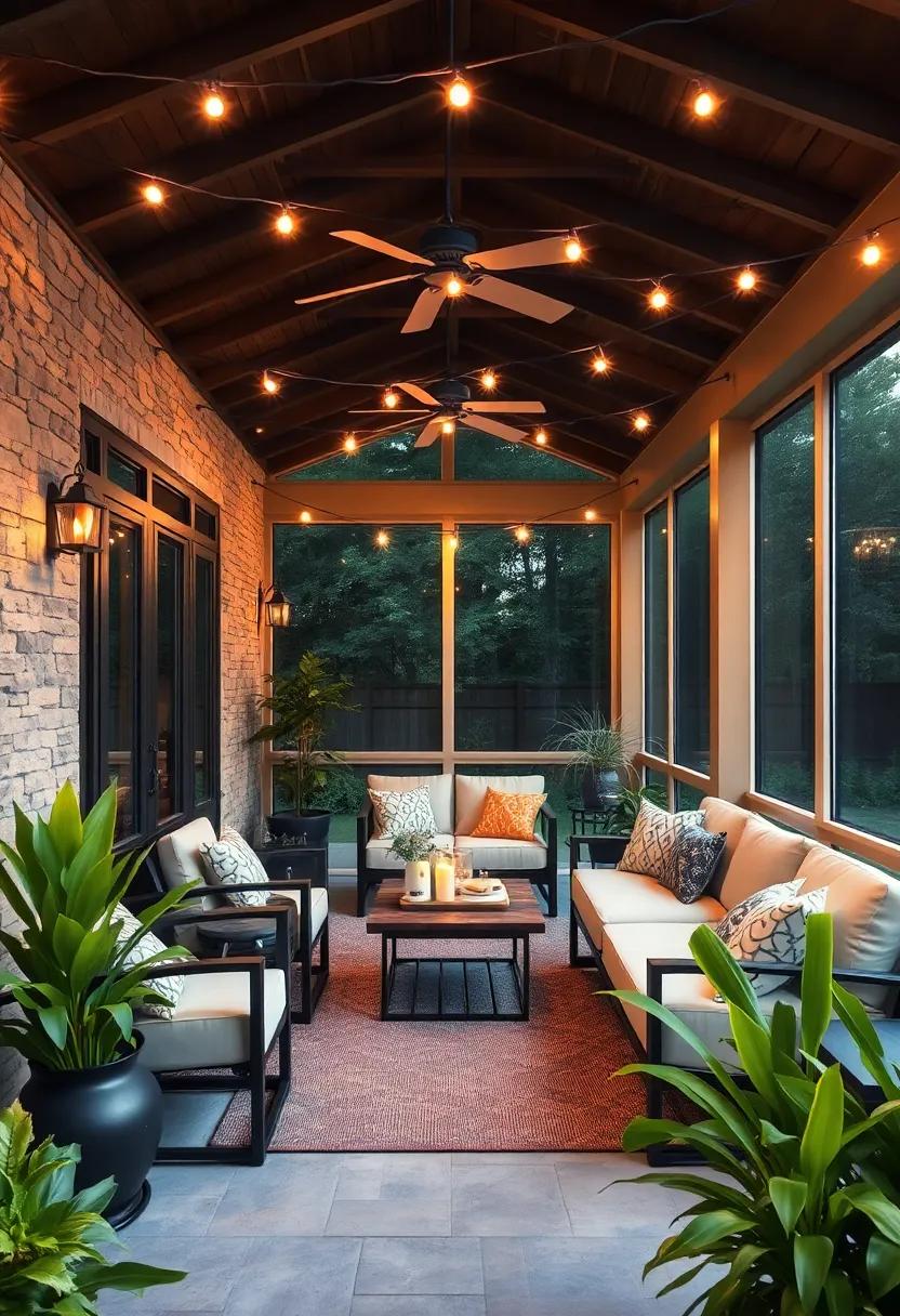 Use battery-operated string lights for flexible placement without the need for a nearby outlet